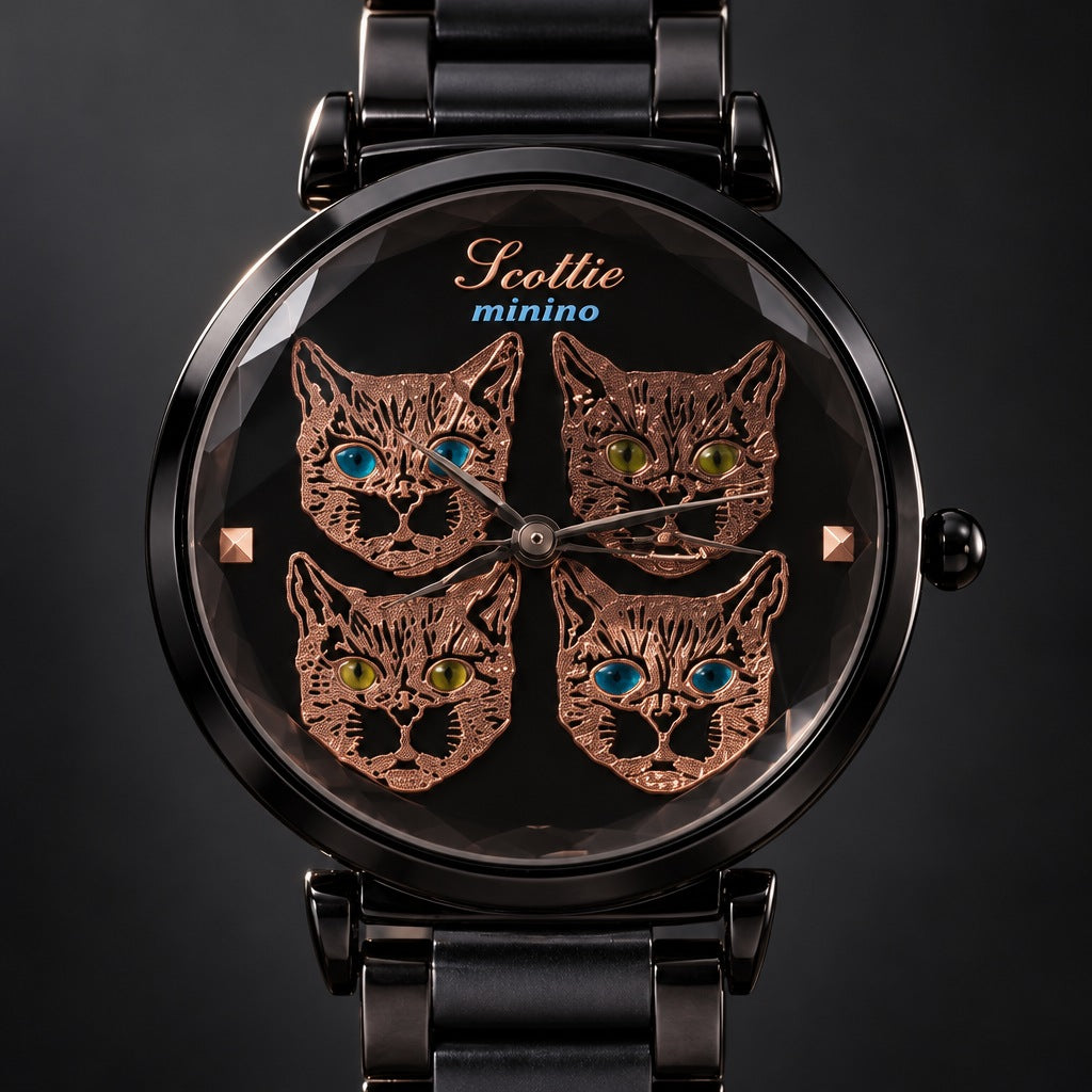 Reloj Scottie Minino Dama Negro Acero – detalle del dial