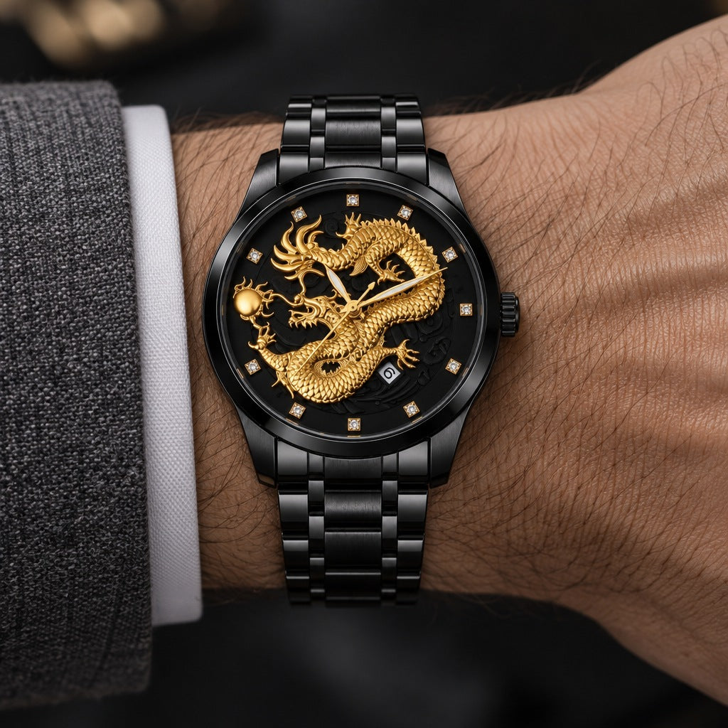 Reloj Skmei Dragón Original Negro – en la muñeca