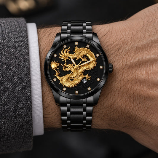 Reloj Skmei Dragón Original Negro – en la muñeca