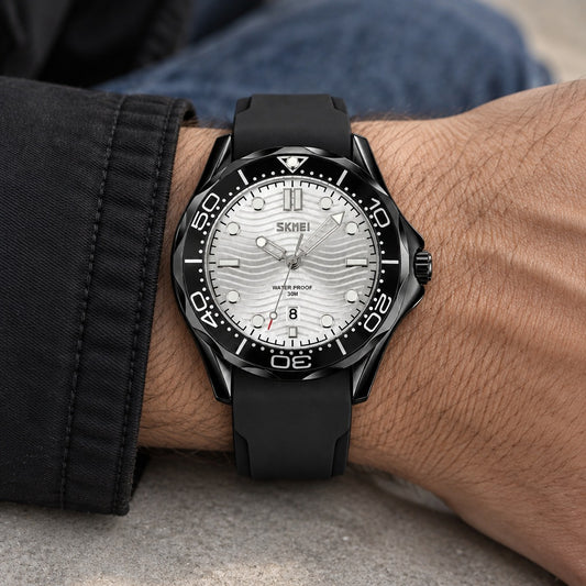 Reloj Skmei Negro Fondo Plata 9276 – en la muñeca