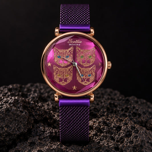 Combo Scottie Minino Malla Imán Morado y Pulsera de Dijes – foto principal