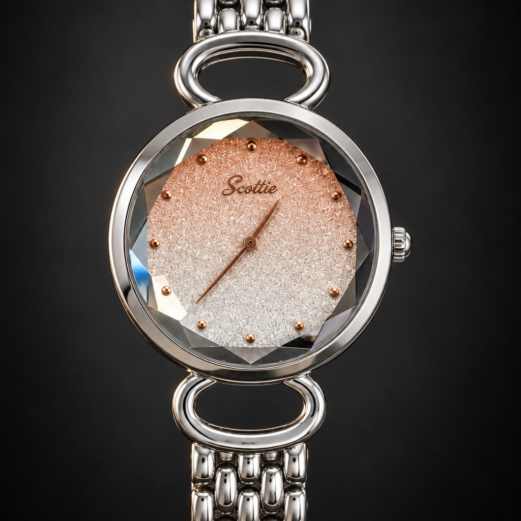 Combo Reloj Scottie Fondo Rosa más Crema Hidratante – detalle del dial
