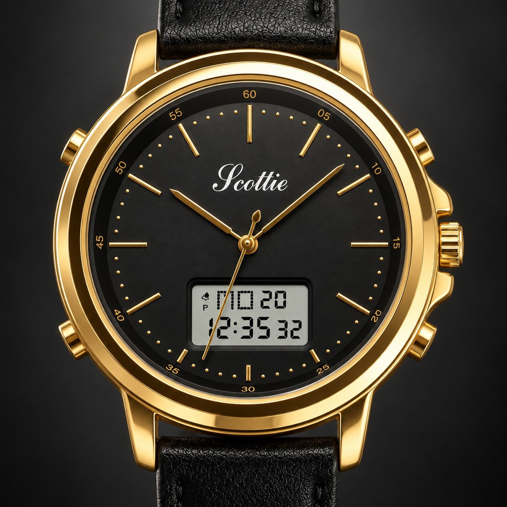 Reloj Scottie 1652 Dorado Doble Hora – detalle del dial