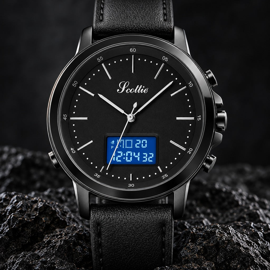 Reloj Scottie 1652 Todo Negro Doble Hora – foto principal