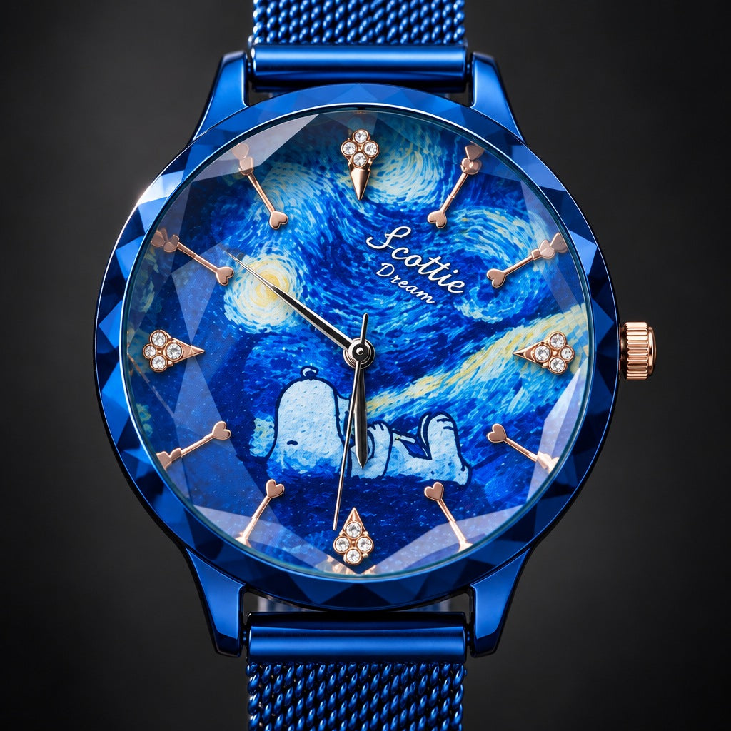 Reloj Scottie Snoopy Azul + Pulsera de Dijes – detalle del dial