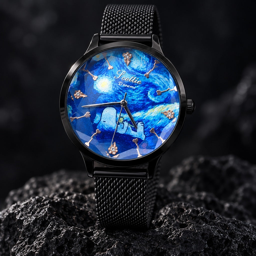 Reloj Scottie Snoopy Negro + Pulsera de Dijes – foto principal