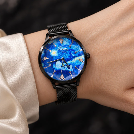 Reloj Scottie Snoopy Negro + Pulsera de Dijes – foto