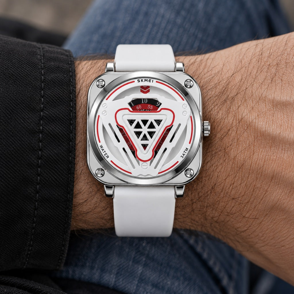 Reloj Skmei 2107 Blanco Rojo – en la muñeca