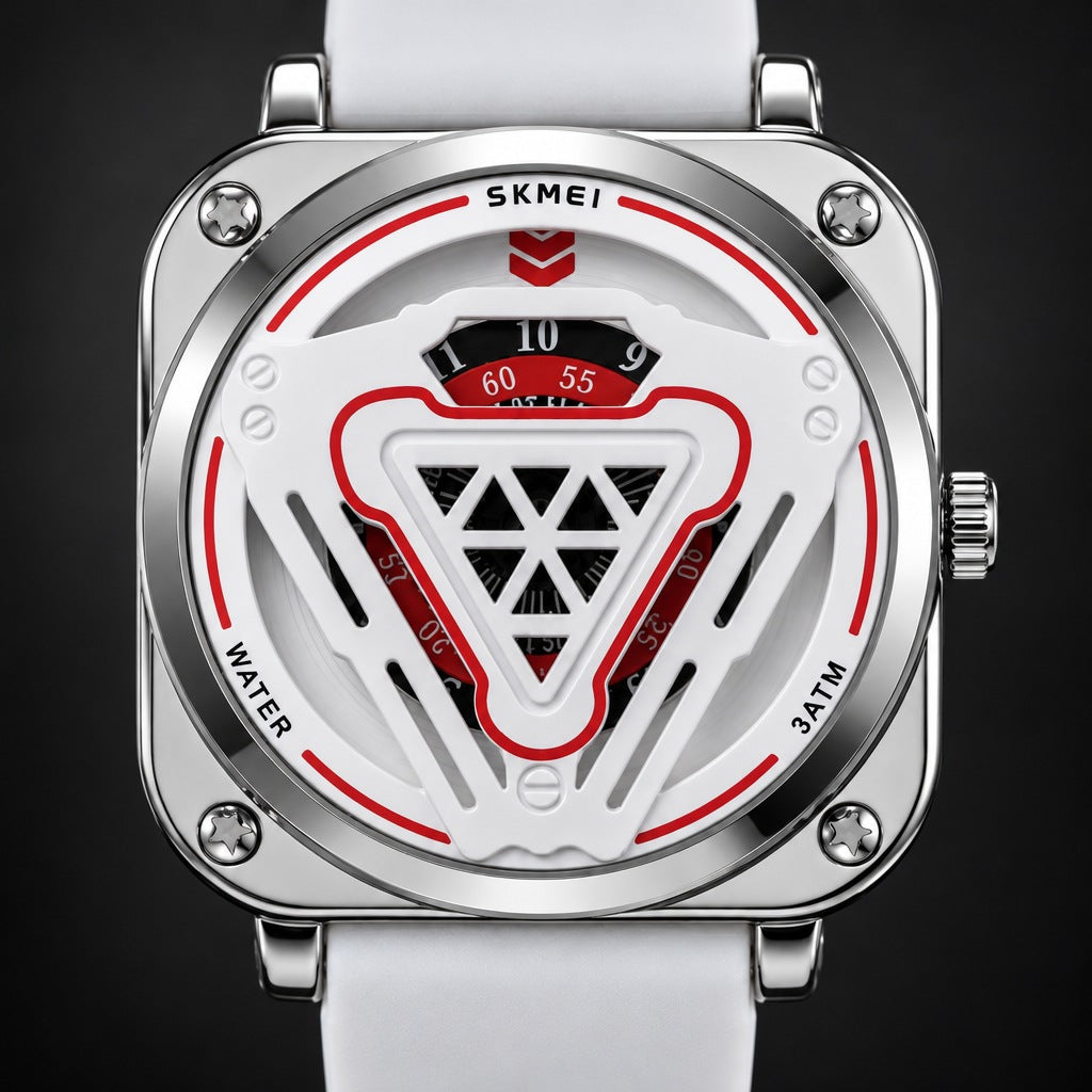 Reloj Skmei 2107 Blanco Rojo – detalle del dial