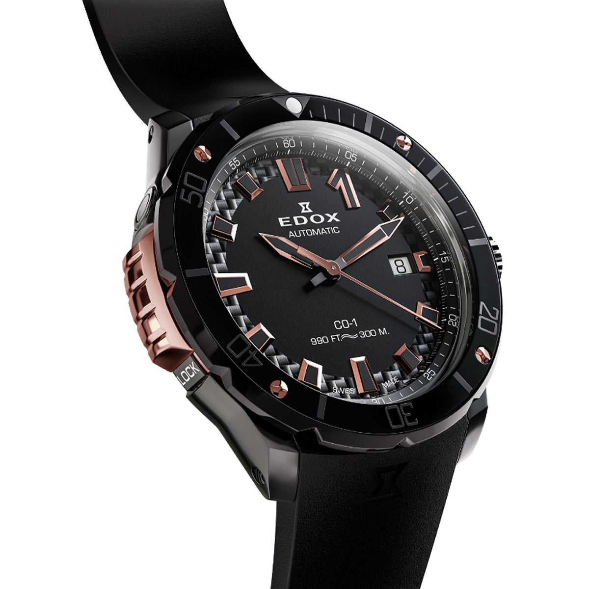 Reloj Edox CO-1 Bezel Lock 80137-37GNR-CANR
