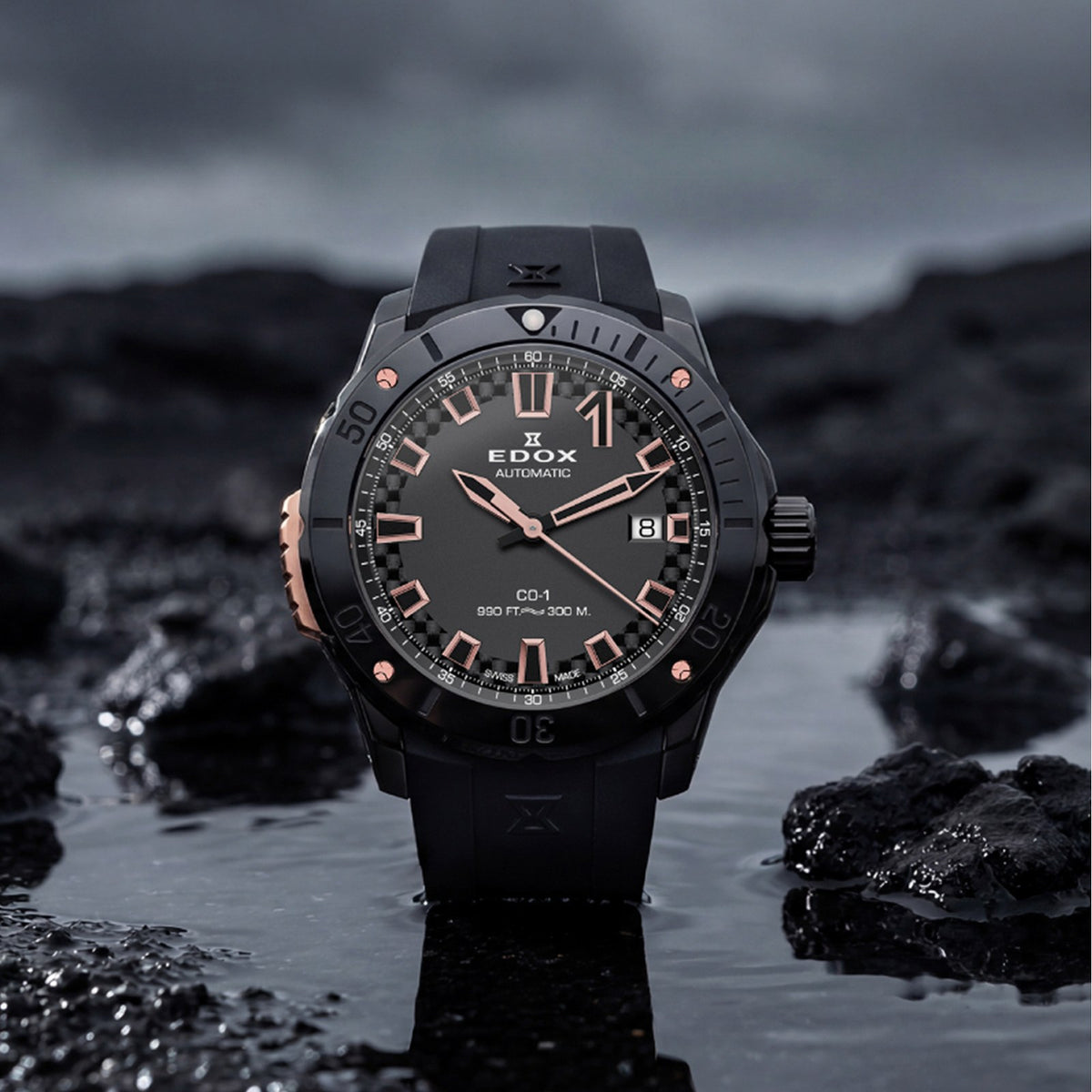 Reloj Edox CO-1 Bezel Lock 80137-37GNR-CANR