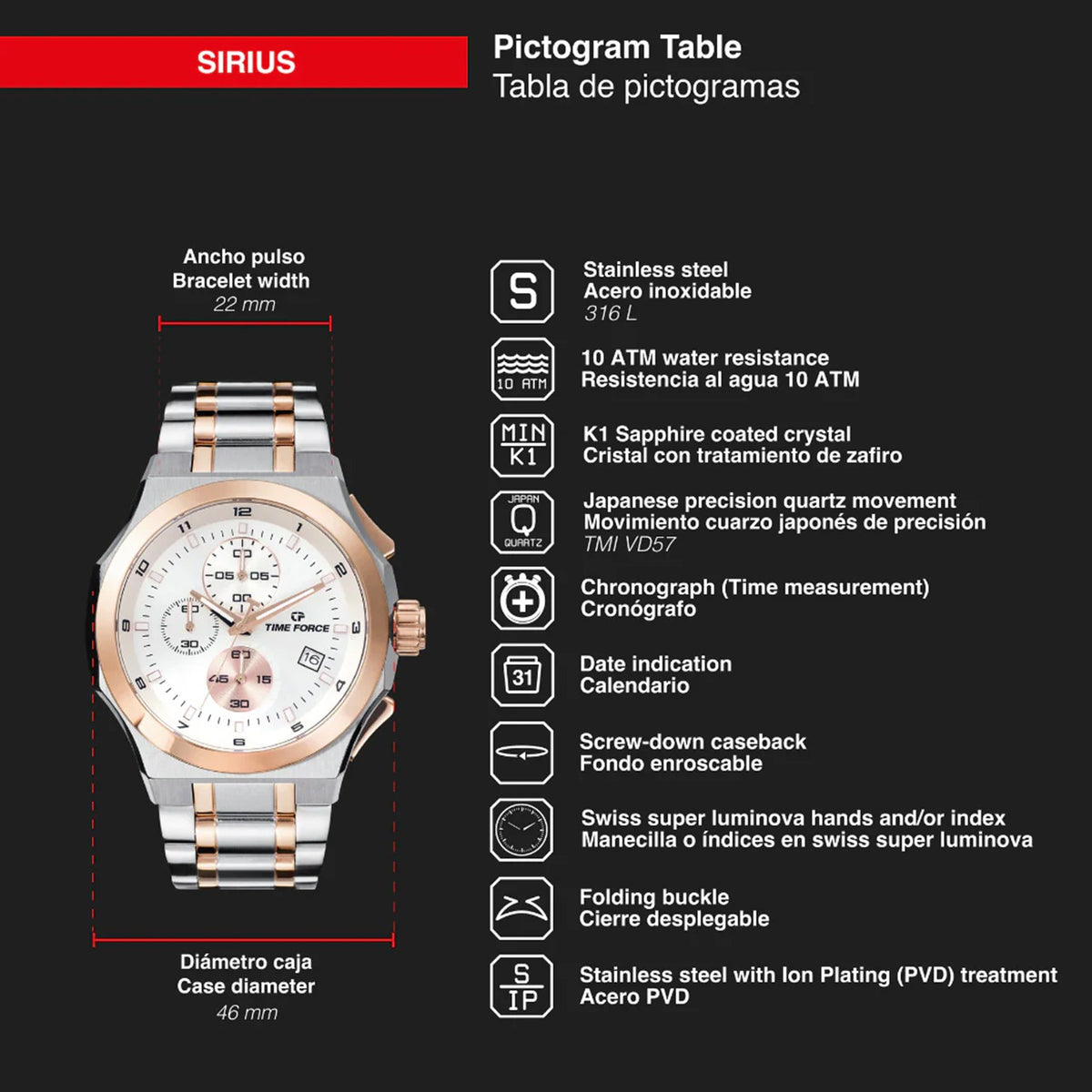 Reloj Time Force TF5021MAR-02M