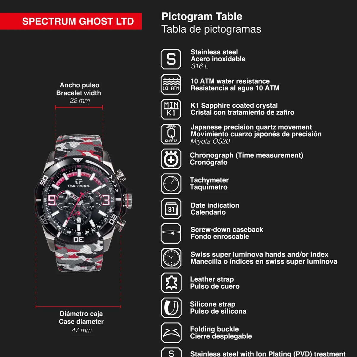 Reloj Time Force TF5036MN-01LTD