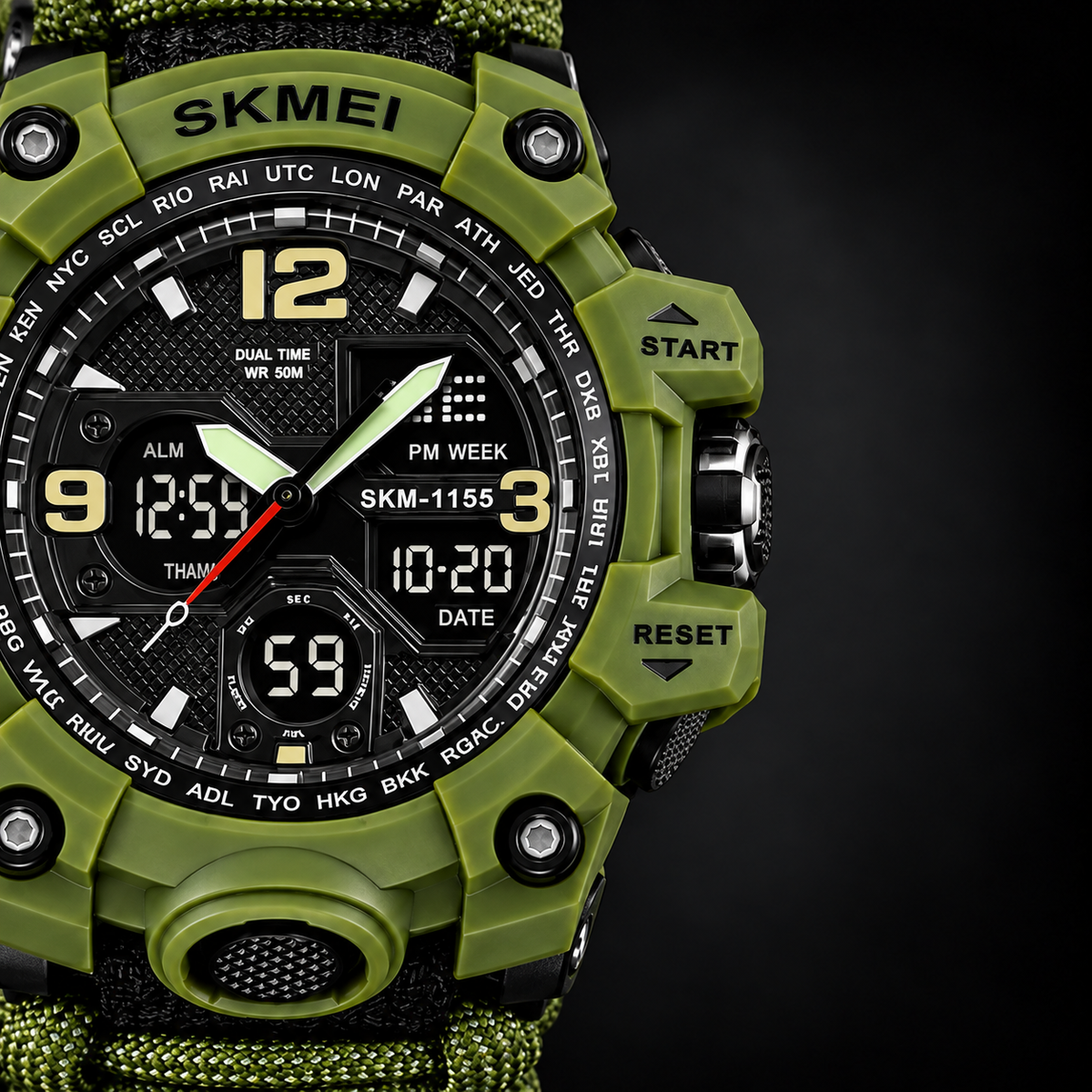 Reloj Skmei 1155 Supervivencia Verde · detalle