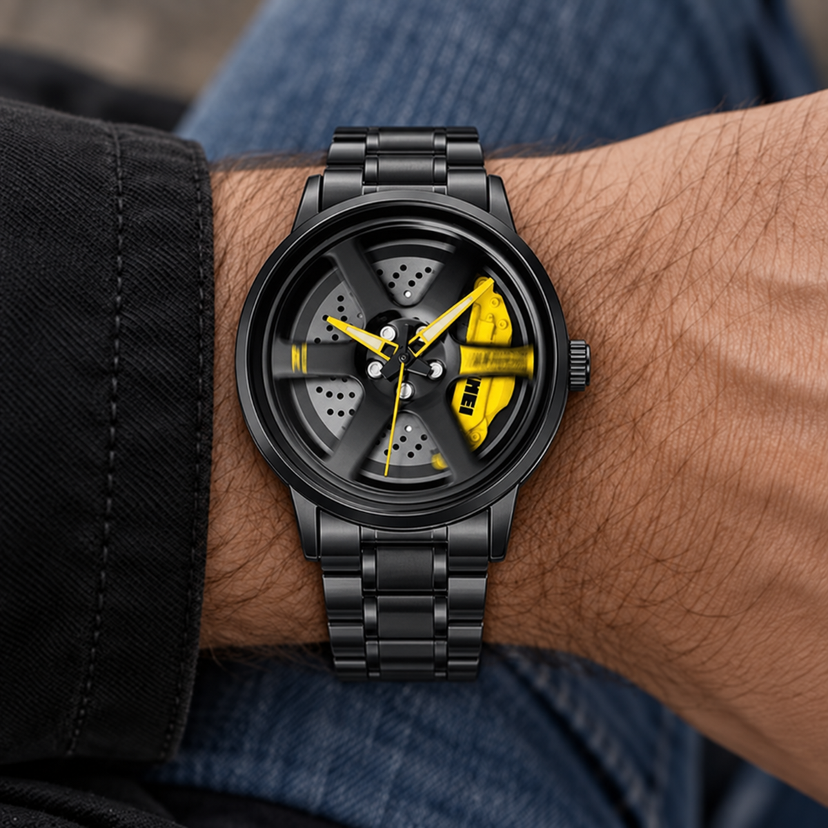 Reloj Skmei 790 Negro/Amarillo · en la muñeca