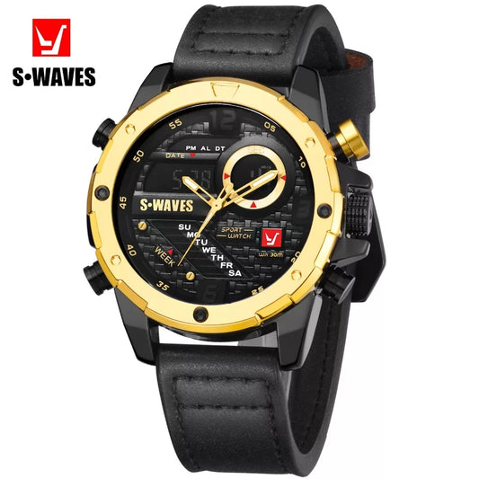 Reloj S-Waves Ref: 494 Negro/Dorado